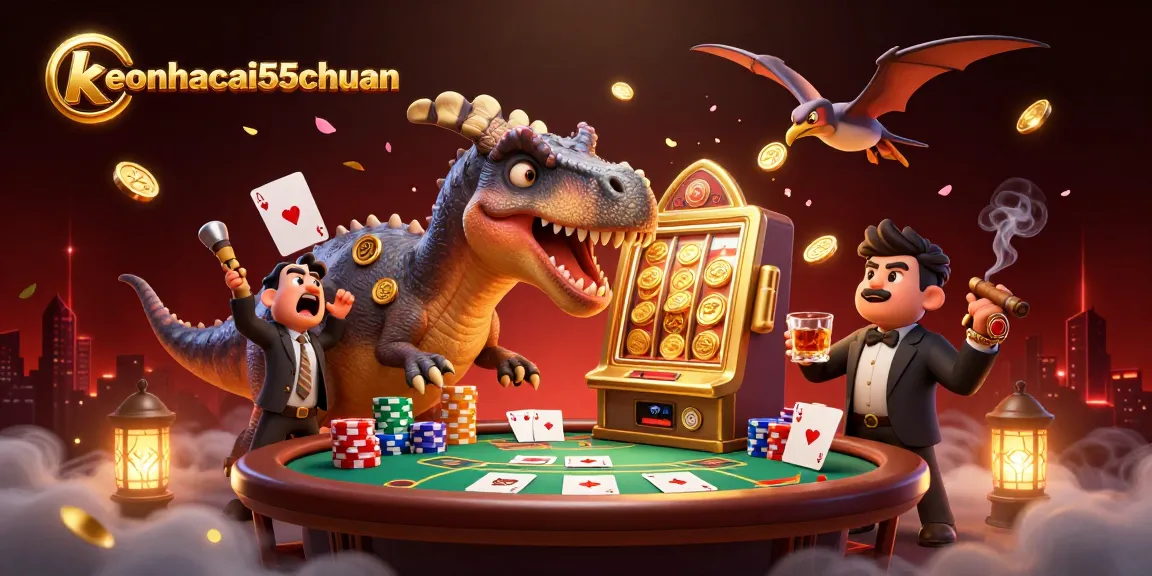 Experience excitement at keonhacai55chuan as a pachycephalosaurus hits a jackpot slot machine.