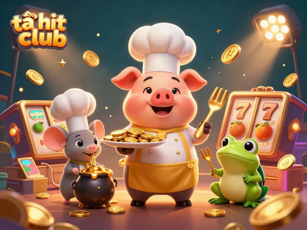 Experience the thrill of tải hit club with vibrant casino elements and characters in a dynamic 3D scene.
