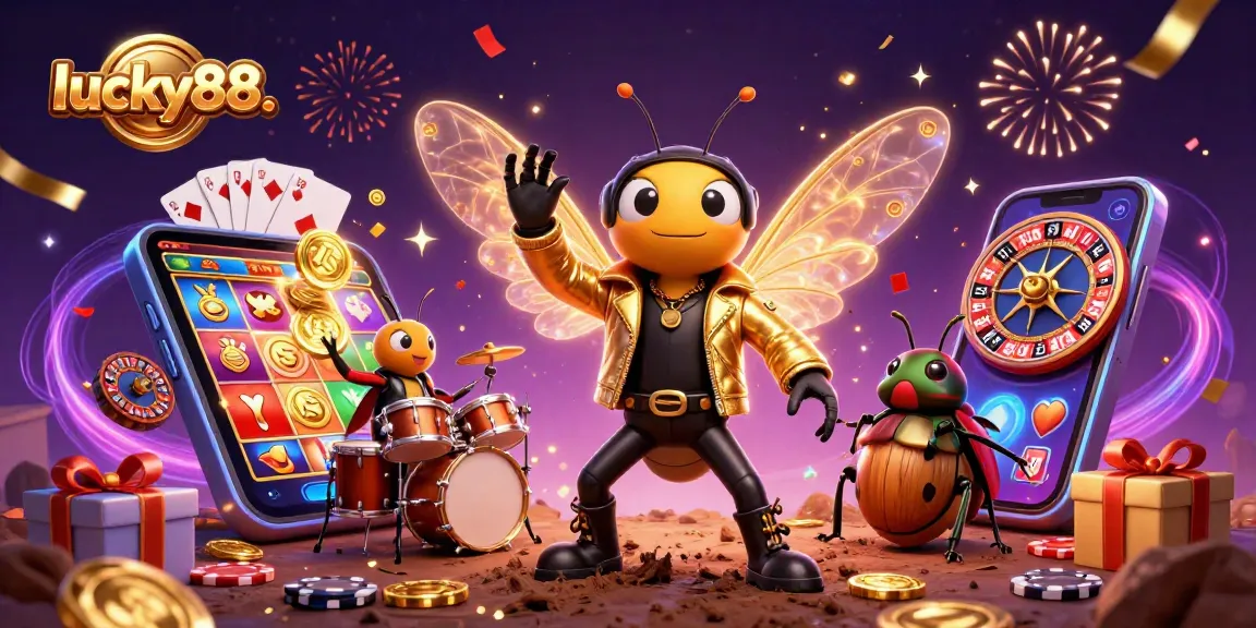 Experience the thrill of lucky88. with vibrant gaming visuals and dynamic characters in this casino celebration.