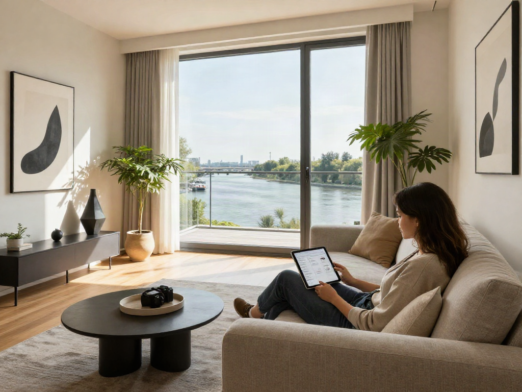 Moderne Immobilie in Düsseldorf mit eleganter Wohnatmosphäre und großem Fensterblick