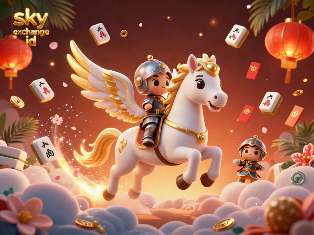 Bet on your favorite games with a sky exchange id featuring a celestial horse and knight in a dynamic casino scene.