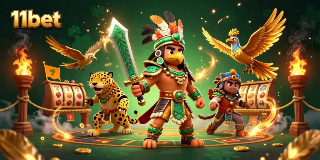 Join the excitement with 11bet and thrilling casino adventures in this vibrant 3D scene.