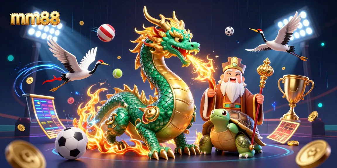 Engage in thrilling gaming experiences with mm88, featuring a dynamic scene of lucky symbols and rich designs.