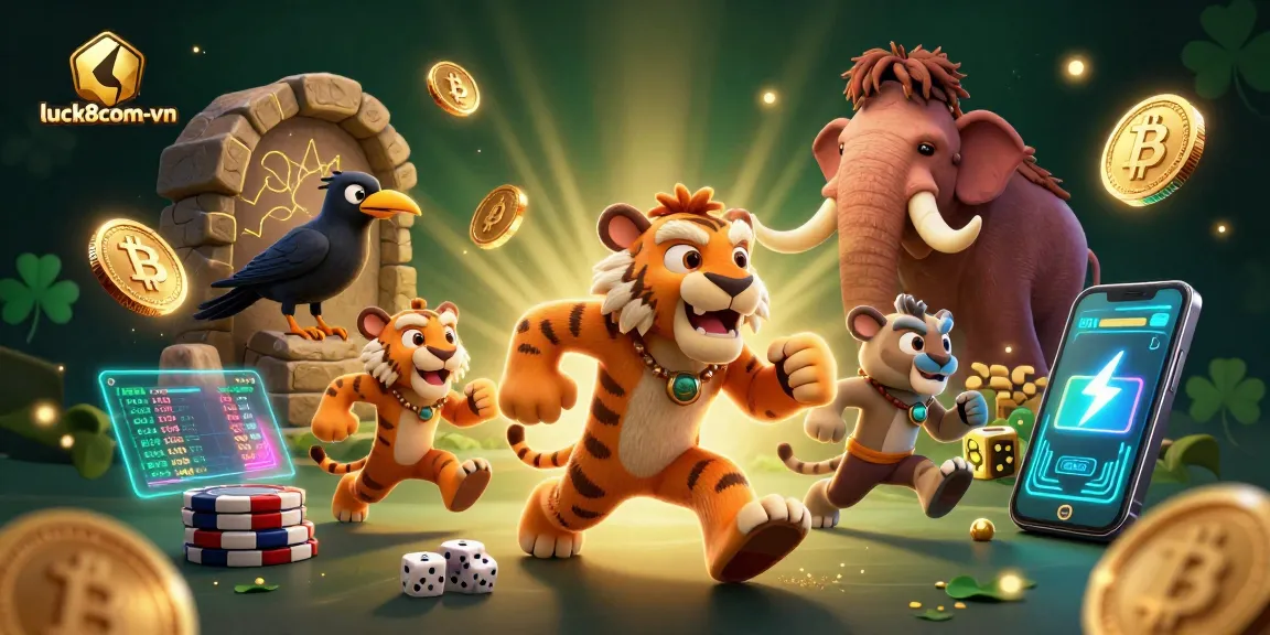 Engage with luck8com-vn in a thrilling prehistoric casino featuring cavemen and crypto elements.