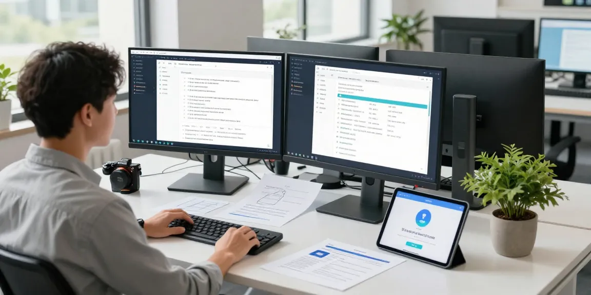 Professional workspace showcasing an age verification system in action with software engineer analyzing code and compliance tools.
