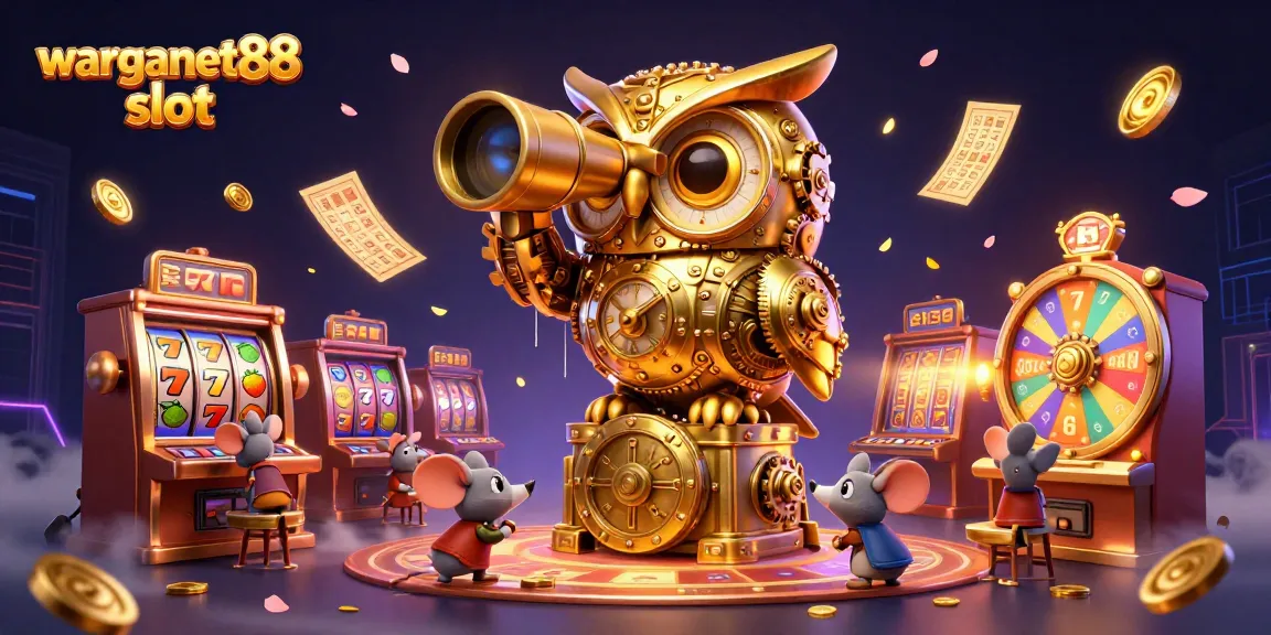 Experience the thrill of warganet88 slot with a vibrant 3D casino illustration featuring lively characters.