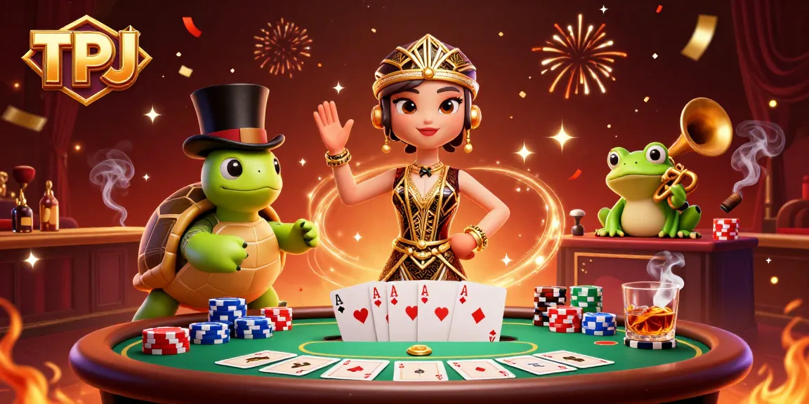 Engage in thrilling TPJ poker action with vibrant characters and extravagant casino elements.
