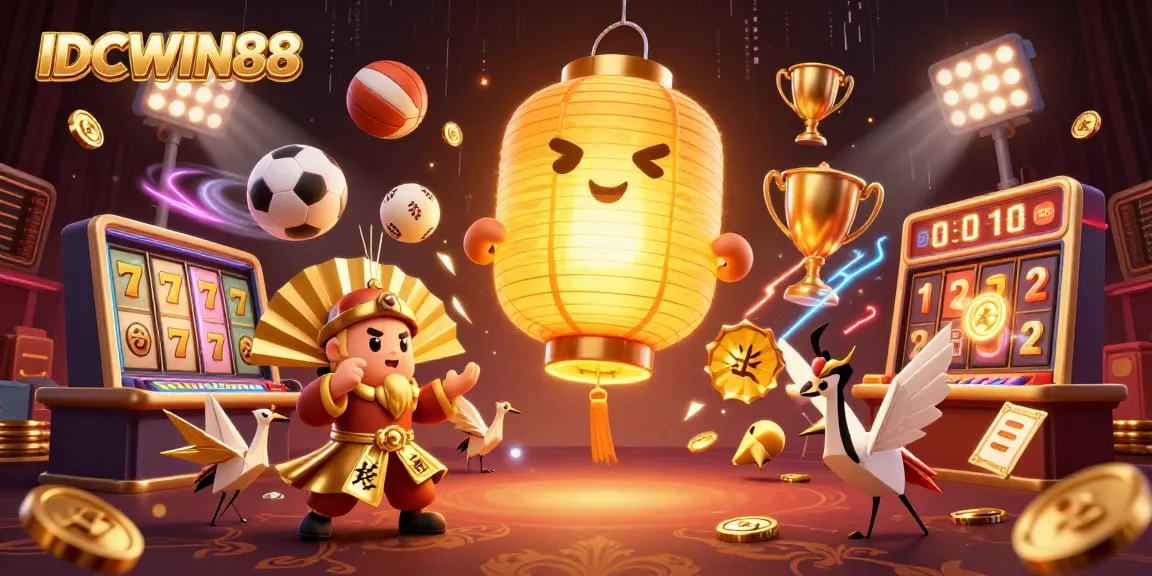 Experience thrilling gameplay with IDCWIN88's slots and sports, featuring vibrant characters and dynamic casino elements.