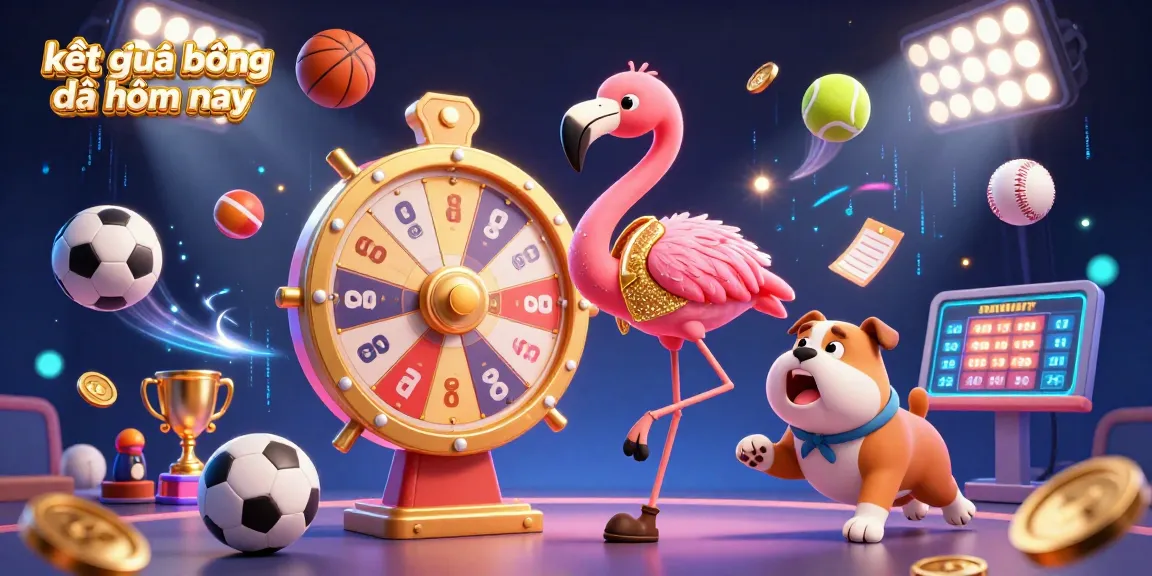 Exciting 3D illustration showcasing kết quả bóng đá hôm nay with dynamic sports balls and vibrant energy.