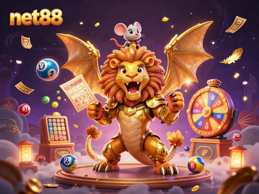 Experience the excitement with net88 through a vibrant gambling scene featuring dynamic game elements and unique characters.