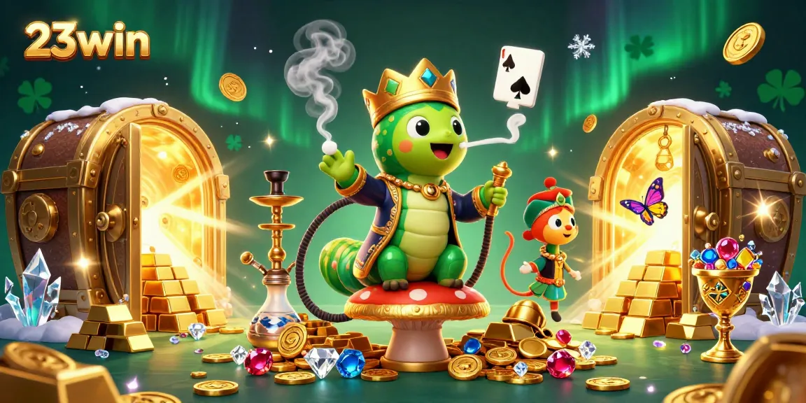 Join 23win for an exciting gaming adventure featuring vibrant casino elements and animated characters.
