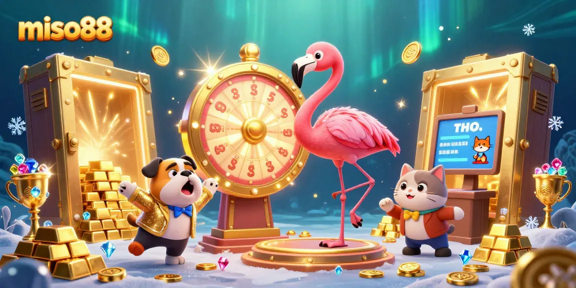 Spin the giant prize wheel with miso88's lively game show characters and gold treasures!