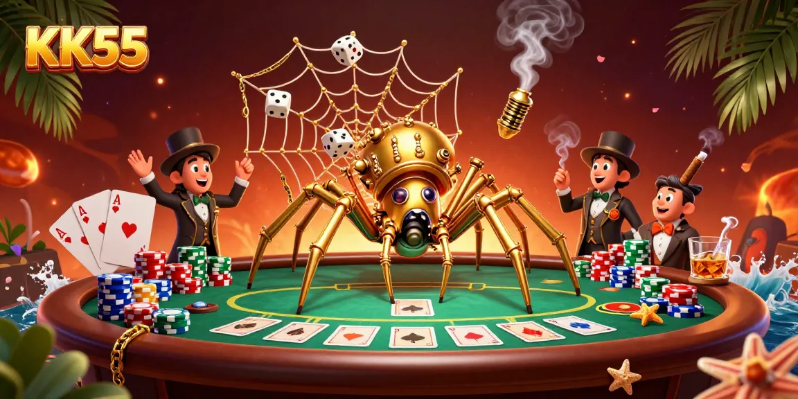 Catch thrilling poker action at KK55 with a whimsical steampunk scene featuring captivating characters.