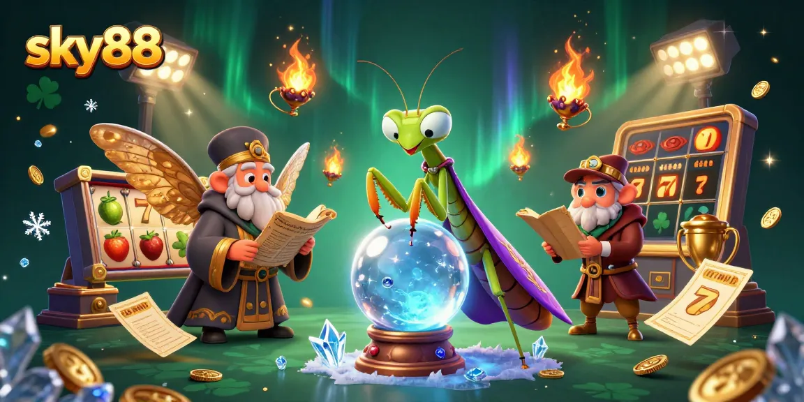 Spin the jackpot with sky88's exciting slot games in this vibrant 3D illustration.