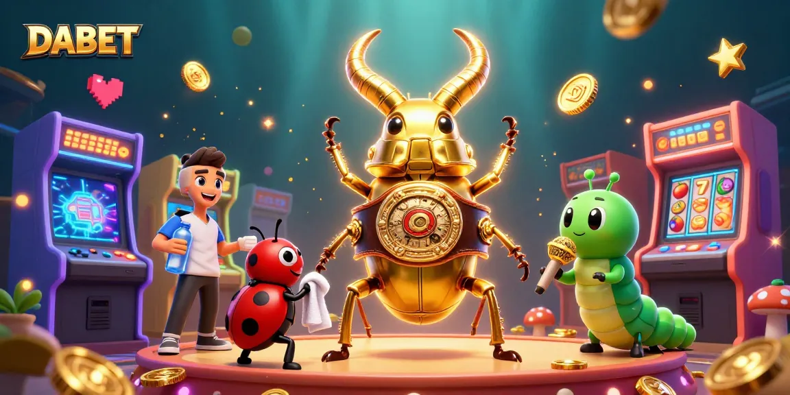 DABET brings vibrant casino action with a boxing beetle, ladybug corner-man, colorful slots, and dynamic game elements.