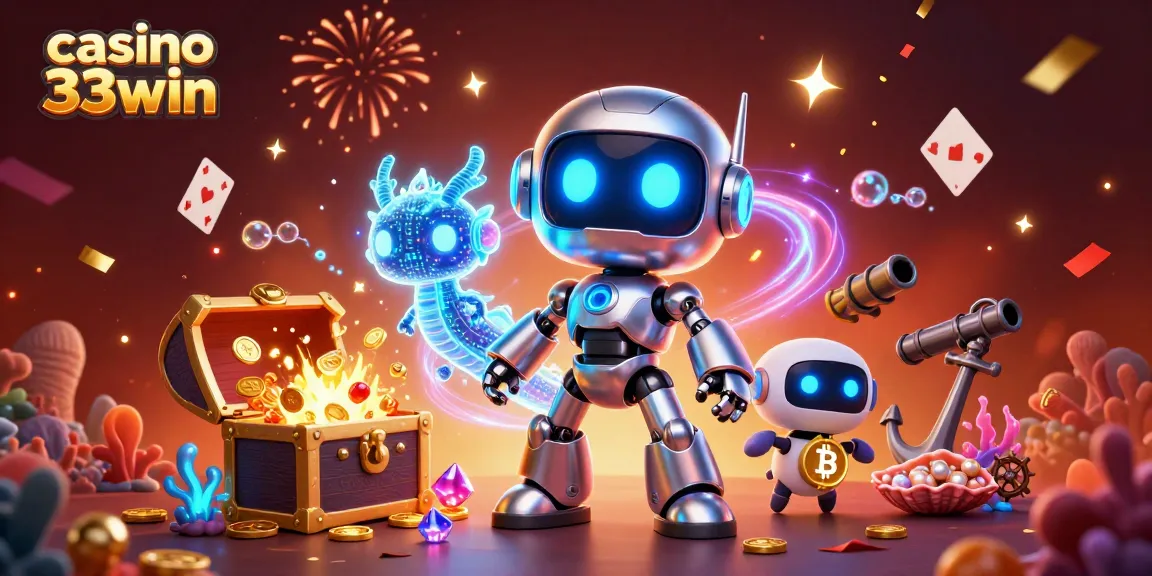Engage with casino 33win through this vibrant 3D illustration showcasing winning moments and dynamic characters.