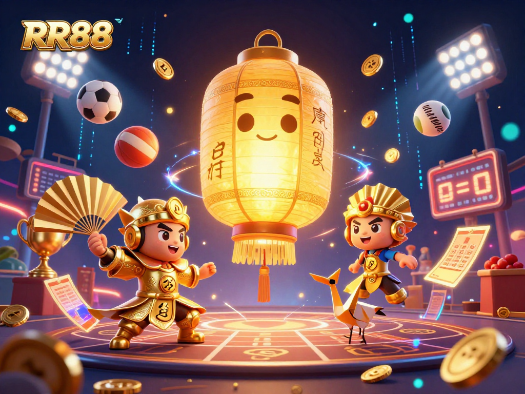 Experience the thrilling RR88 night market casino with dynamic sports elements and golden lantern spirit.