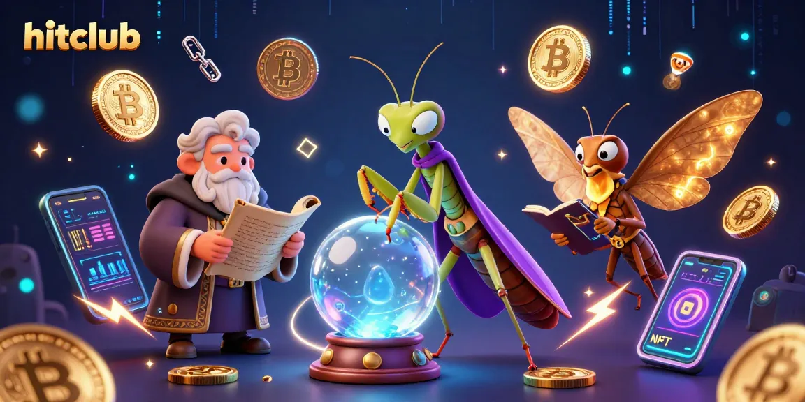 Hitclub offers thrilling gameplay with glowing crypto coins and colorful casino elements in a vibrant scene.