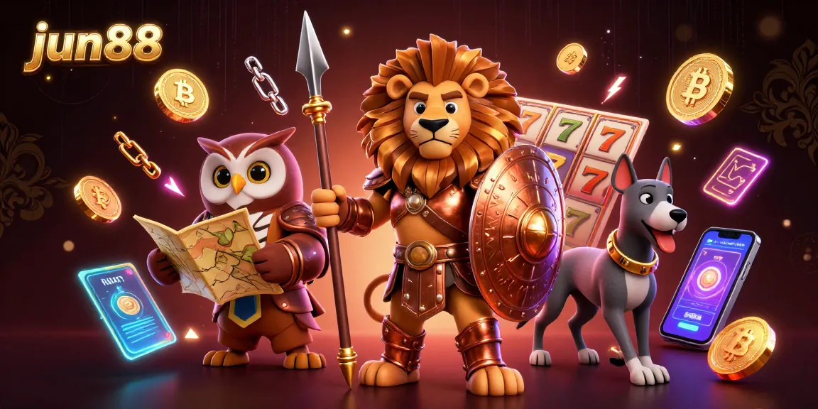 Experience the thrill of jun88 with a dynamic casino scene featuring vibrant characters and engaging game elements.