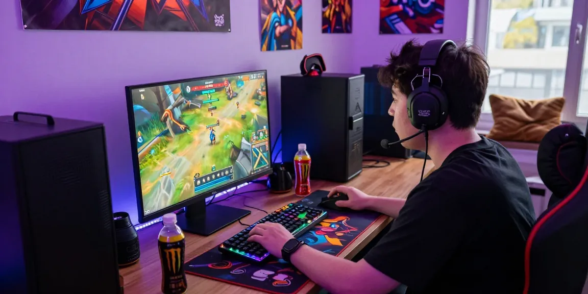Player enjoying garuda303 online game setup with vibrant graphics and accessories