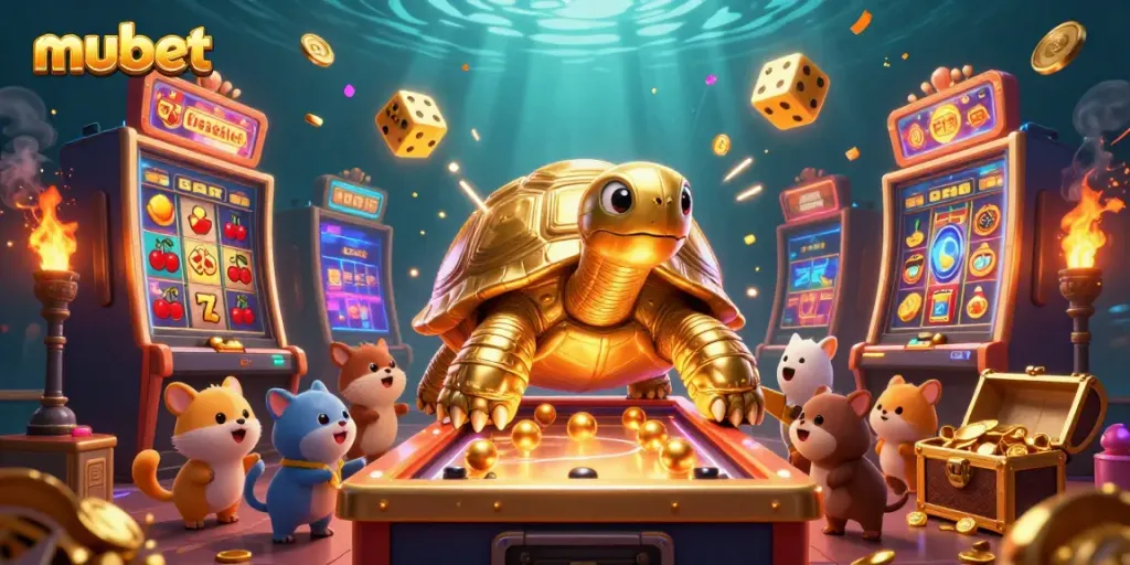 Engage in thrilling gameplay at mubet with vibrant gold elements and energetic casino action.