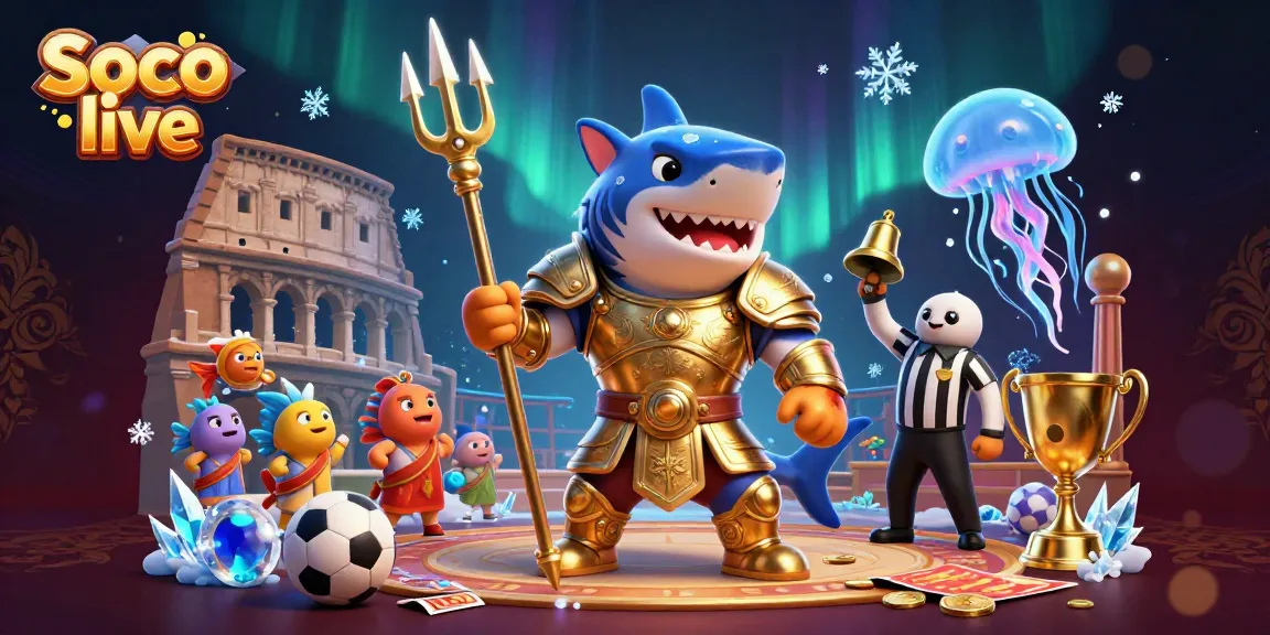 Engage in thrilling sports betting with Soco live as the tiger shark leads the action in an underwater colosseum.