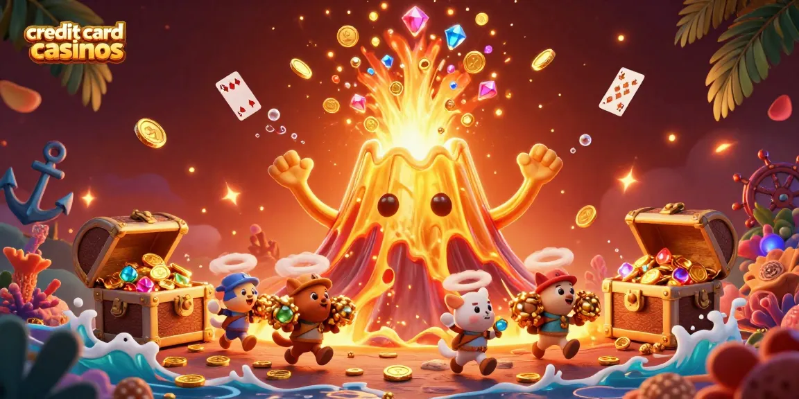 Experience vibrant gameplay at credit card casinos with treasure eruptions and whimsical characters.