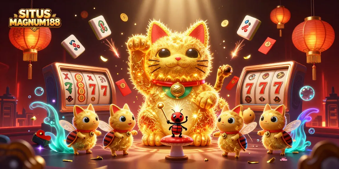 Play and win on SITUS MAGNUM188 with golden fireflies bringing luck and casino symbols alive.