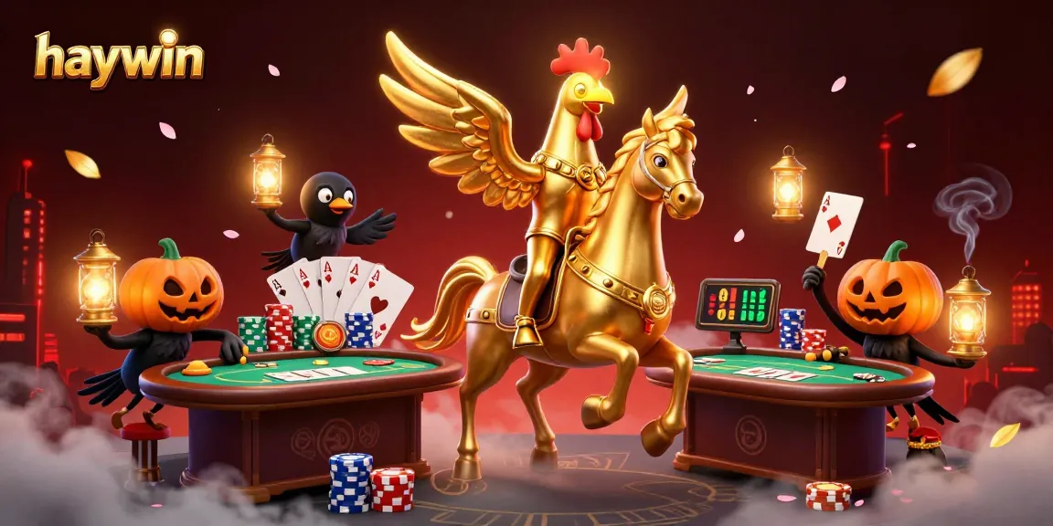 Experience the excitement of haywin with a golden rooster in a vibrant casino scene.