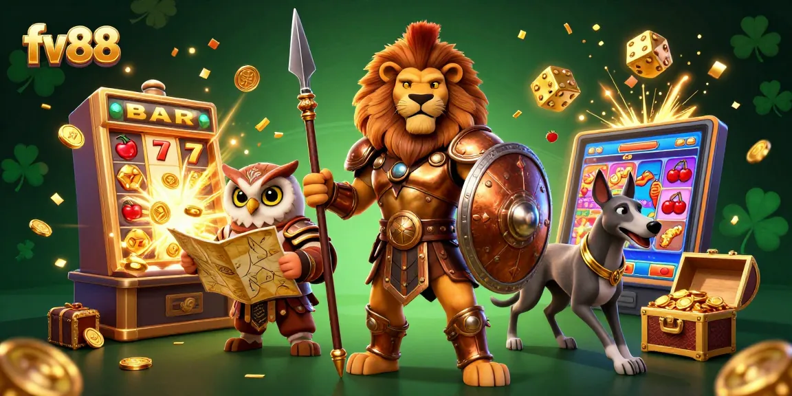 Spin, win, and uncover treasures with fv88's exciting casino adventures featuring 3D characters.