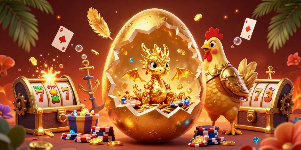 Experience thrilling moments with f168 as a baby dragon guards treasures in an exciting casino scene.