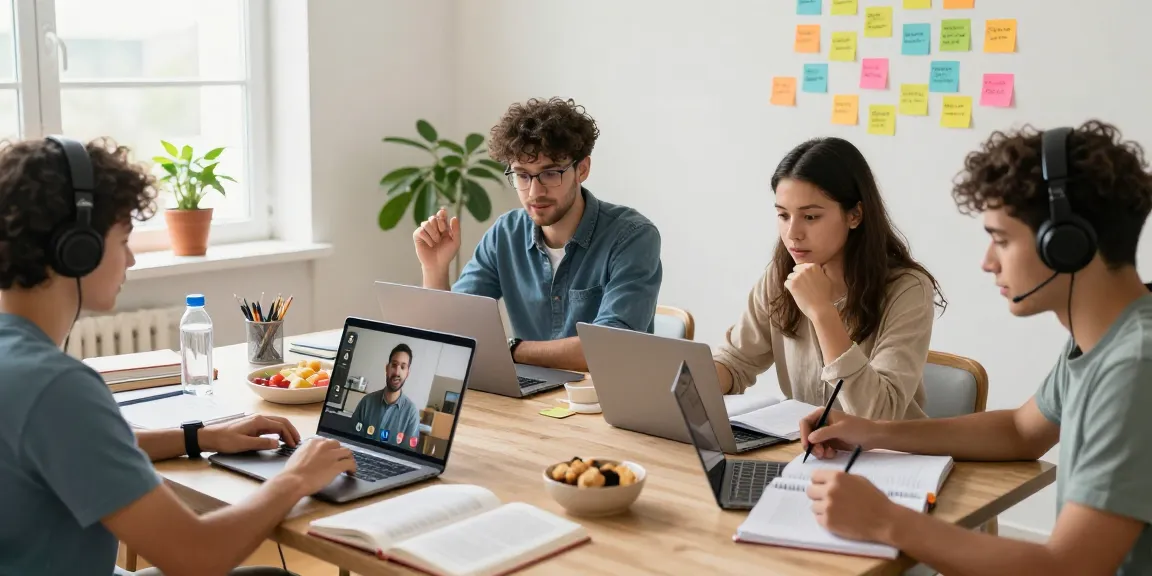 A virtual class session with students discussing Valken strategies in a cozy home study.