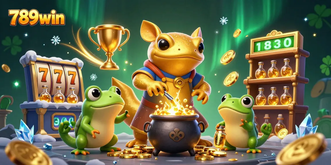 Experience thrilling gaming with 789win's gold coins and jackpots in a vibrant 3D illustration.