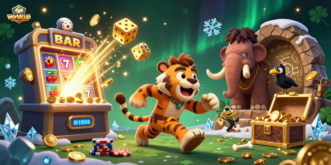 Experience thrilling worldcup gaming with a vibrant prehistoric casino scene featuring exciting jackpot elements.