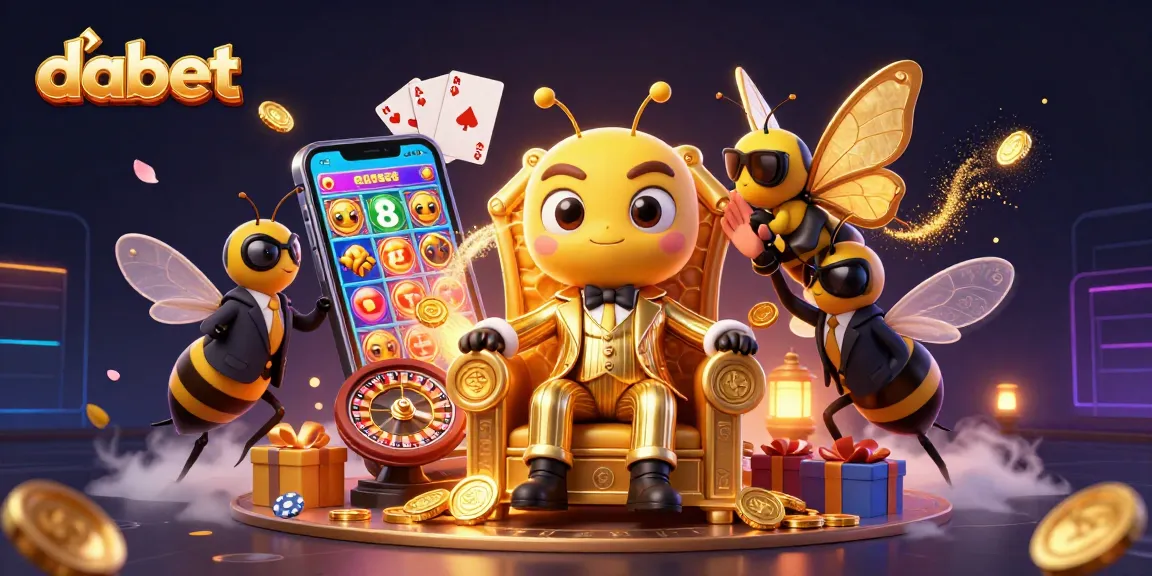 Experience the thrill at Dabet as a bumblebee mob boss reigns over a vibrant casino scene.