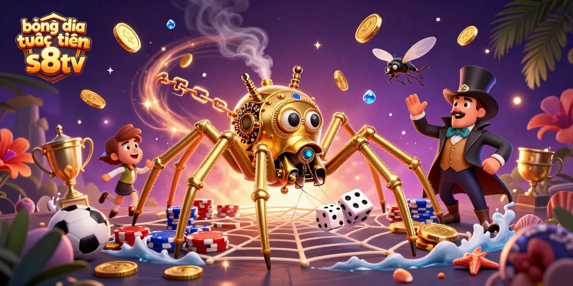 bóng đá trực tuyến s8tv sports betting scene featuring a steampunk spider and vibrant gaming elements