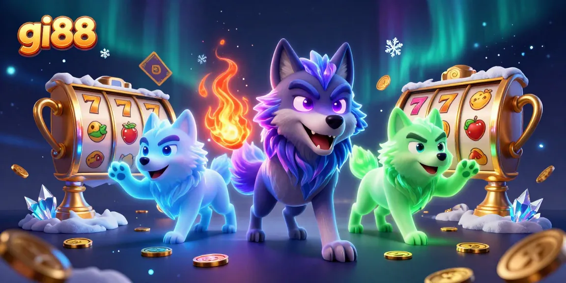 Engage with thrilling gi88 slots and vibrant animations featuring 3D wolf characters.
