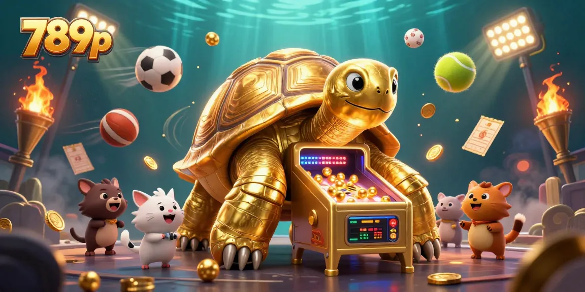 Experience thrilling gameplay with 789p as small animals eagerly play on a colossal golden tortoise pinball machine.