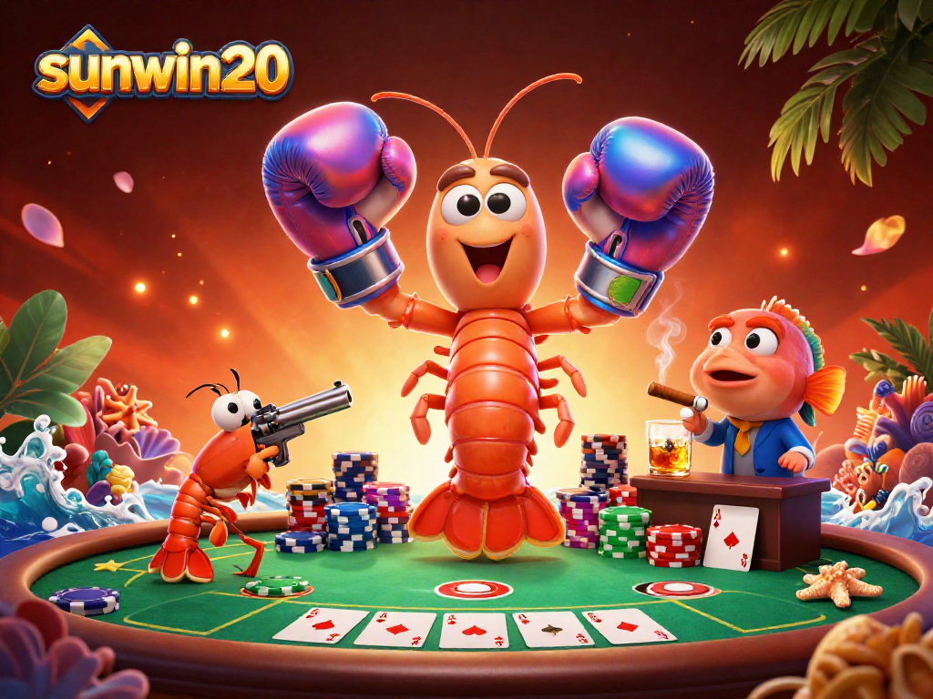 Join the excitement of sunwin20 at a lively poker tournament with 3D cartoon characters.