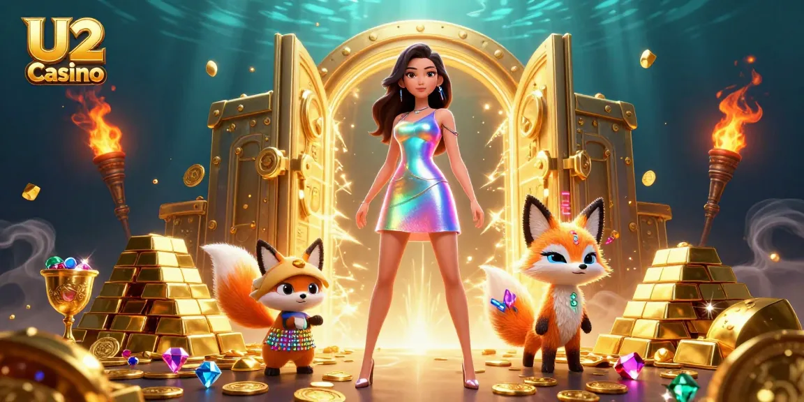 Experience U2 Casino's vibrant world of slot games and rich rewards with a stunning digital illustration.