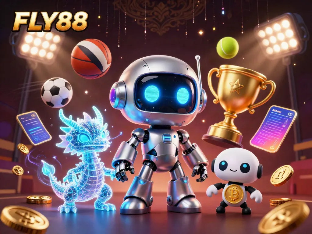 Engage with FLY88's vibrant casino experience featuring dynamic sports elements and characters.