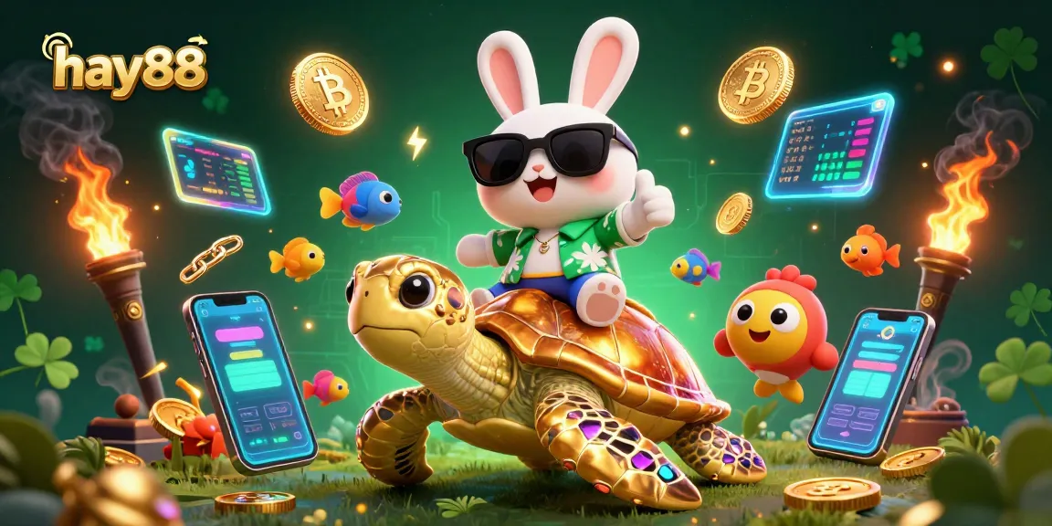 Join the fun with hay88, an exciting online casino adventure featuring vibrant casino elements and engaging character designs.