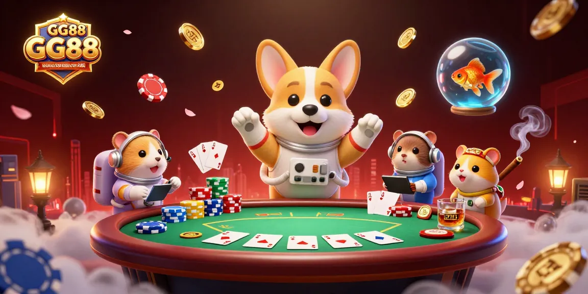 Experience the excitement of GG88 ⭐️ Trang Chủ GG88 COM 2026 | Link Đăng Ký & Đăng Nhập GG88 +88K in a vibrant space casino with floating poker elements.