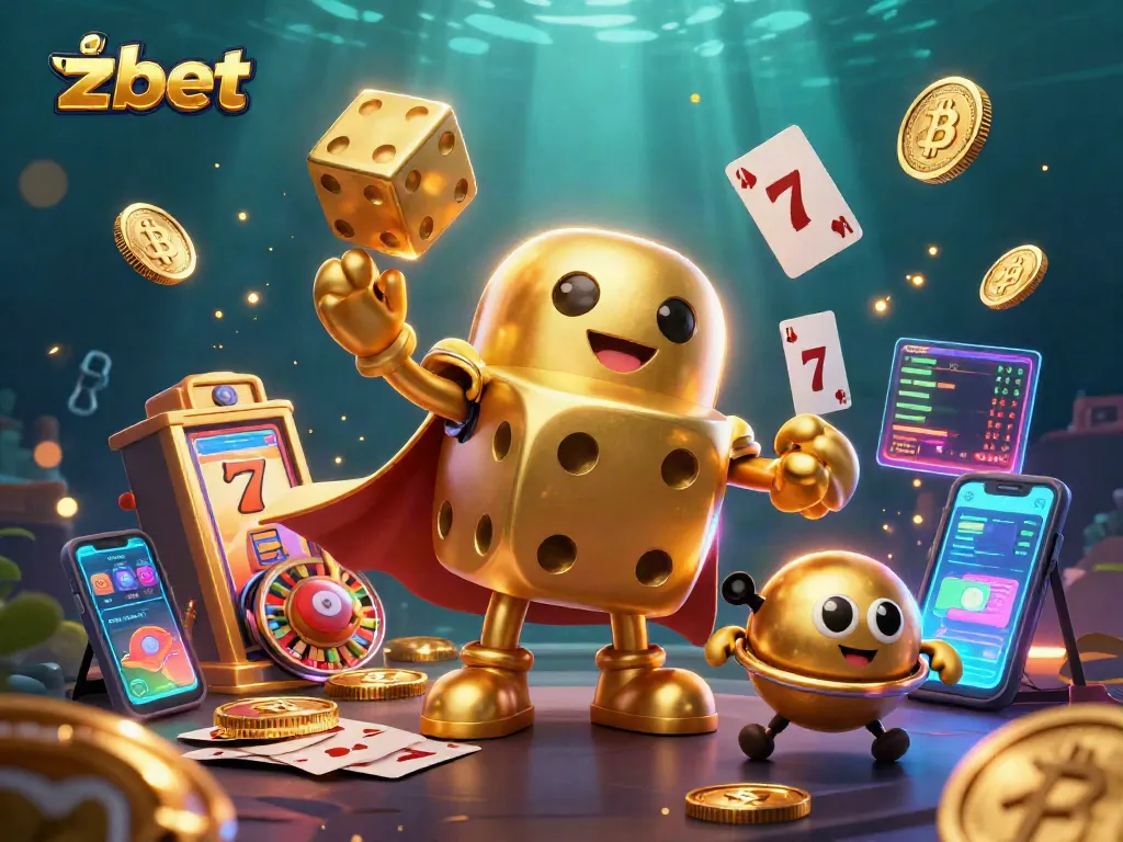Experience thrilling slots and casino action with zbet's dynamic 3D gaming illustration.