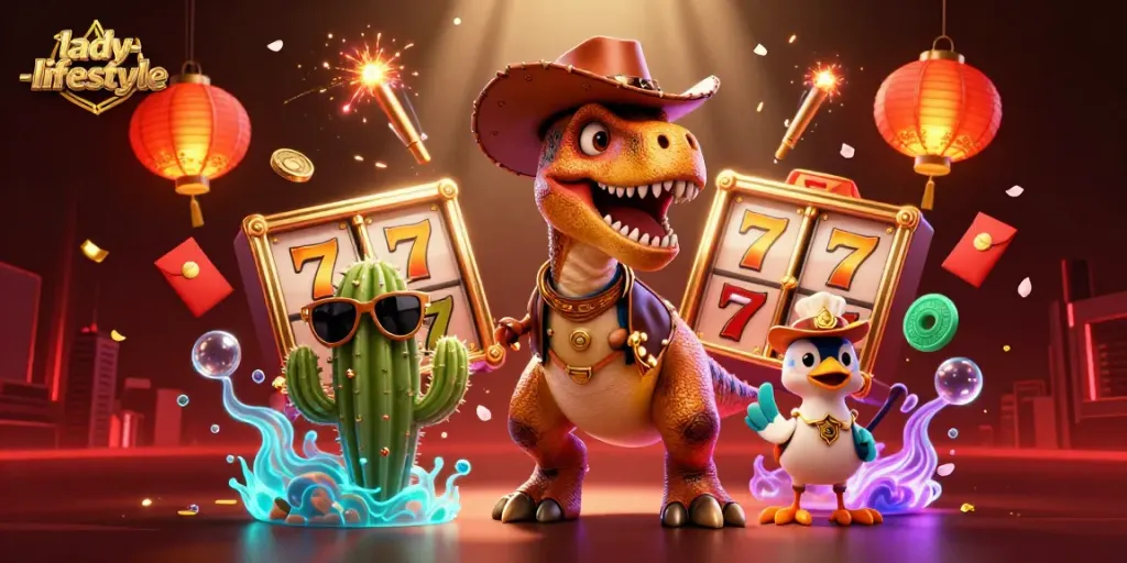 lady-lifestyle Spieler gewinnen an Spielautomaten mit Dinosaurier und Glückselementen