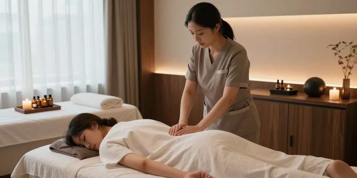 Relaxing 대구마사지 session in a tranquil spa environment with soothing decor.
