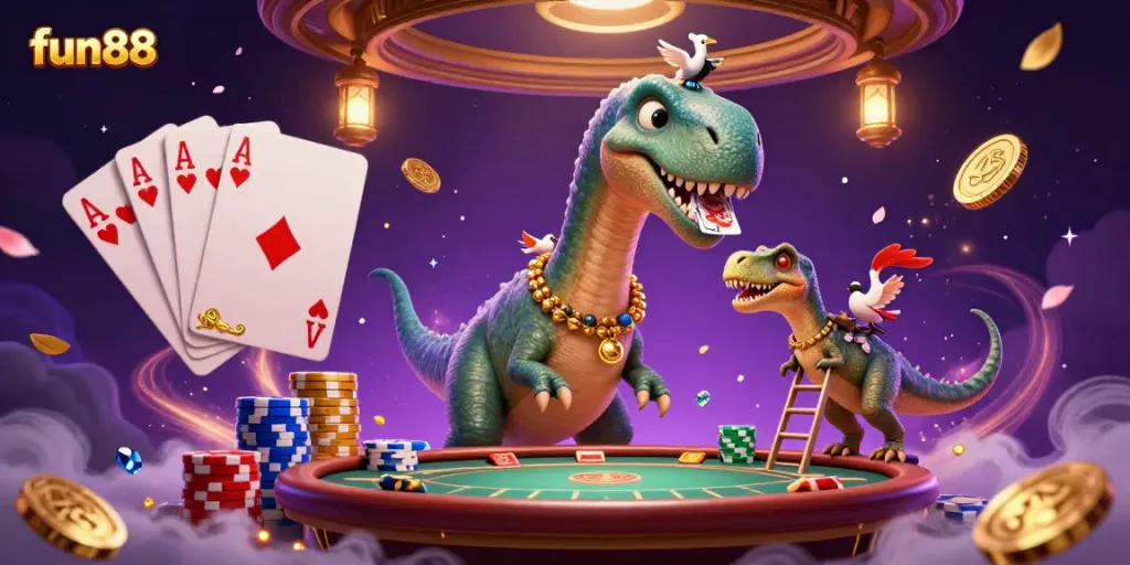 Experience fun88 with a vibrant casino scene featuring whimsical characters and dynamic game elements.