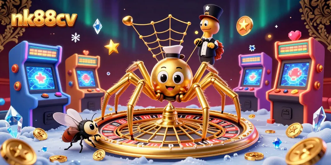 Engage with nk88cv by placing bets at a thrilling roulette wheel, featuring captivating casino elements.