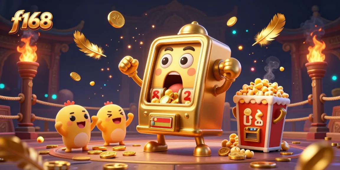 Engage with f168's exciting jackpots from animated slot machines amidst dynamic casino visuals.