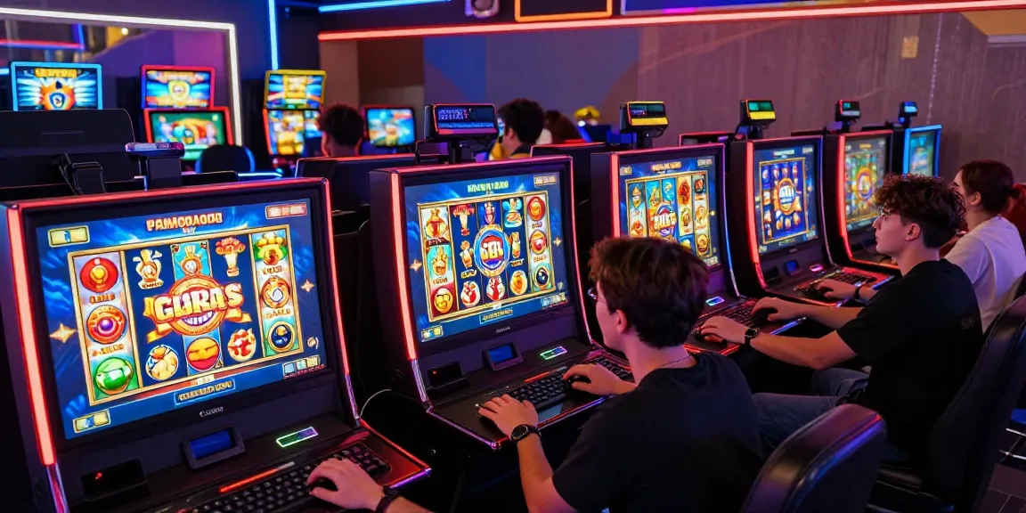 Exciting gaming experience on GARUDA303 with players winning on vibrant slot machines.